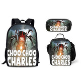 Choo Choo Charles School Bag Backpack Lunch Bag Pencil Case 3pcs Set Gift for Kids Students